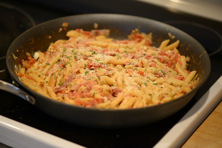Penne Pancetta and Sun Dried Tomatoes